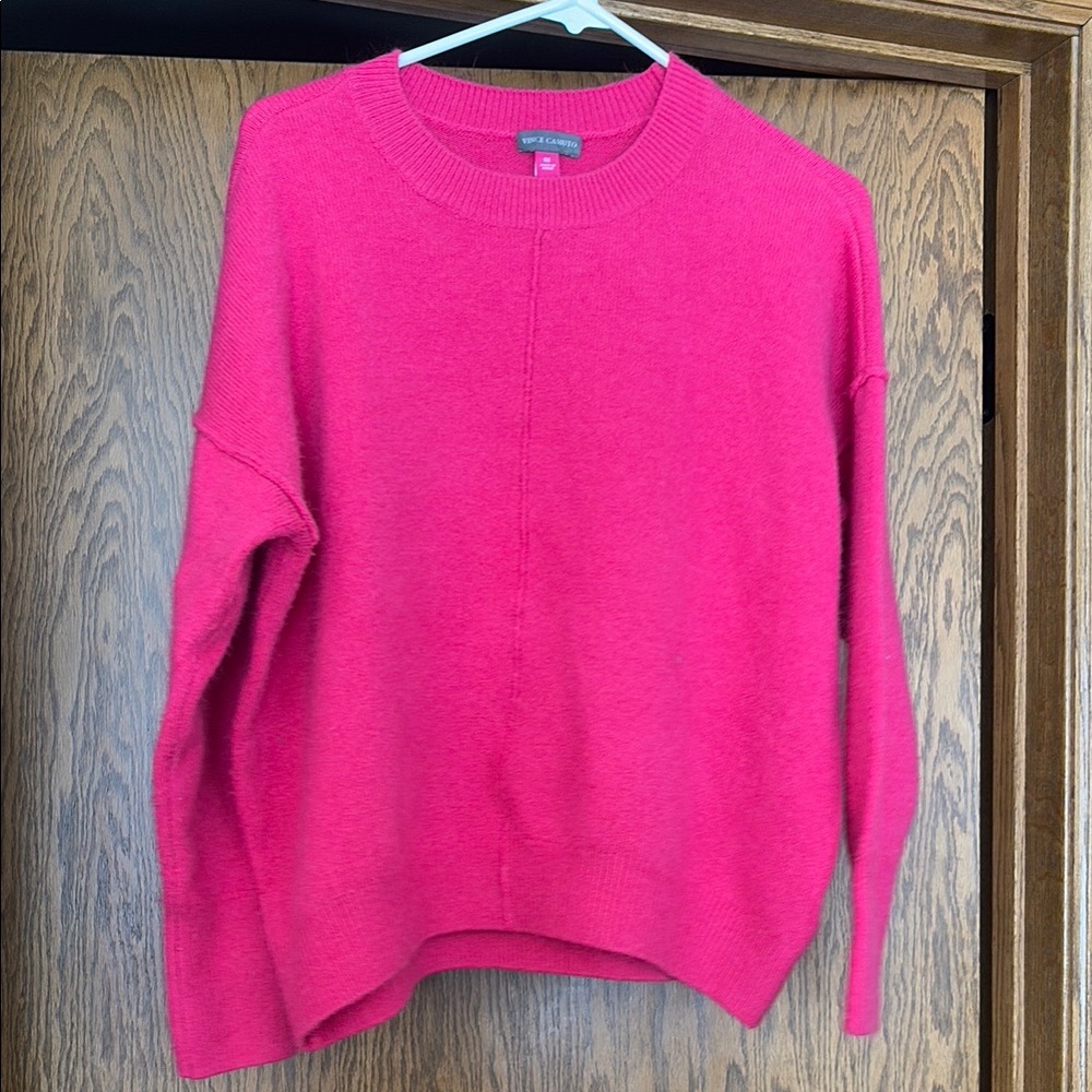 Vince Camuto Hot Pink Crew Neck Sweater with Soft Texture